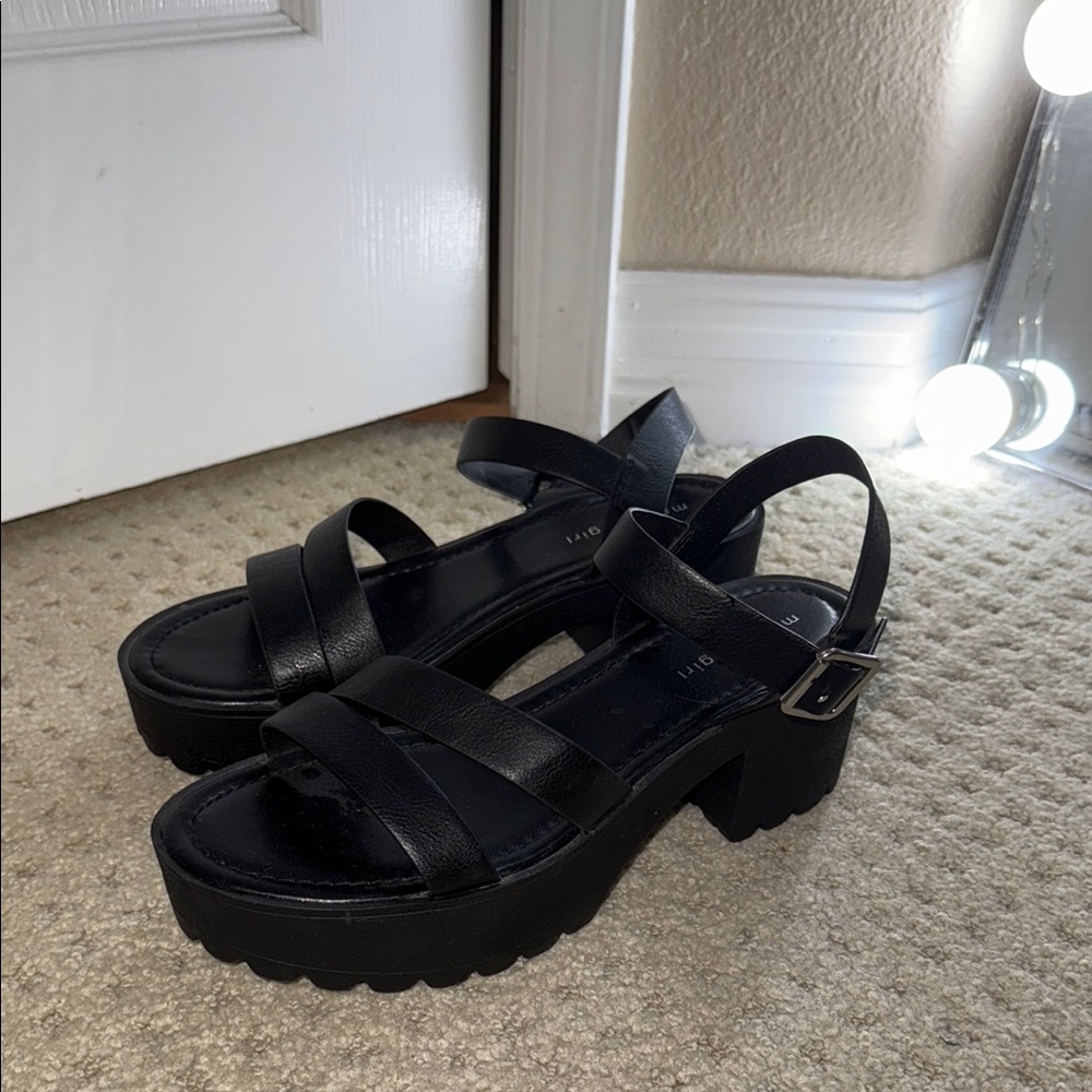 Madden Girl Black Chunky Platform Sandals